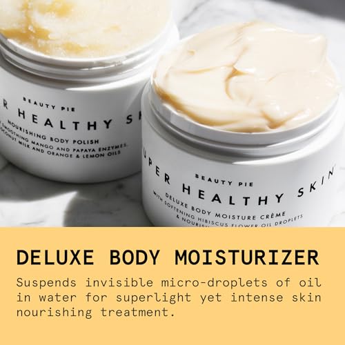 Beauty Pie Super Healthy Skin Deluxe Body Cr?me ? Rich Hydration Body Butter with Cold-Pressed Hibiscus Oil, Hyaluronic Acid & Vitamin E ? 8.45oz Nourishing Body Moisturizer for Dry & Mature Skin