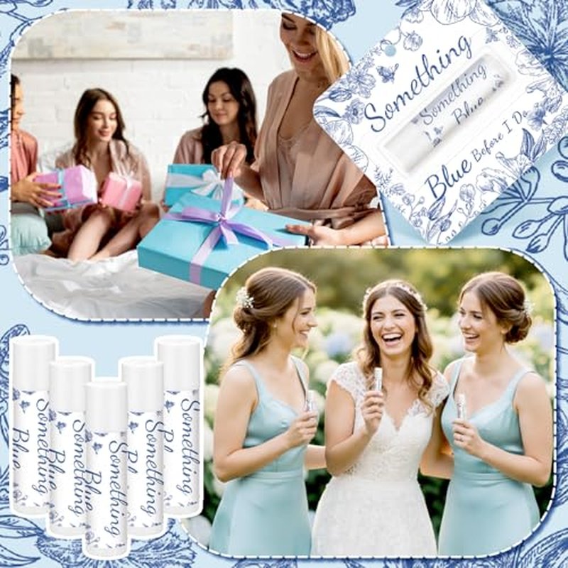 48 Pcs Something Blue Before I Do Gifts for Guests Something Blue Lip Balm Floral Wedding Party Favors Bridal Shower Travel Size Lip Balm Party Supplies for Bridesmaid Bachelorette Souvenirs