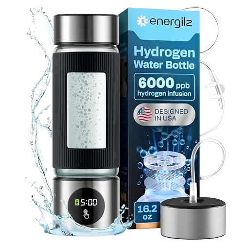 Hydrogen Water Bottle 16.2oz with 6000 PPB Hydrogen Generator - Silver