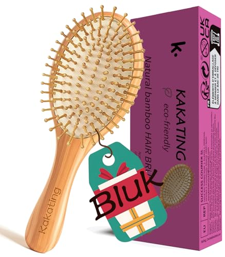 Ellipse 8-Pack Bamboo Hair Brushes for Hair Growth & Scalp Massage - Eco-Friendly Wooden Detangling Comb Set