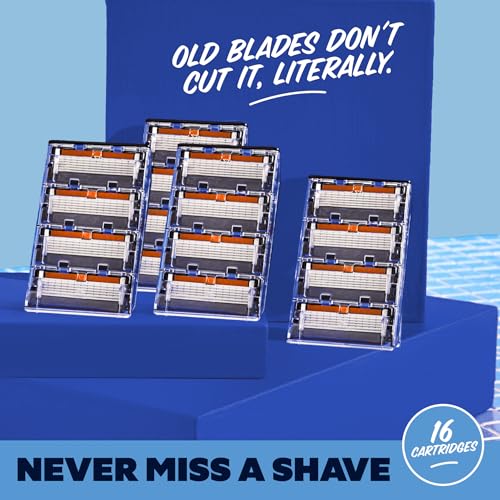 Men's 16 Pack Razor Refills for 6 Blade Razors - Easy Shave Replacement