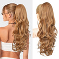 REECHO 24 Inch Curly Wavy Ponytail Extension - Strawberry Blonde Clip-In Hairpiece for Women