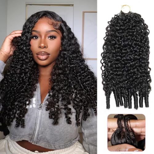Black 20 Inch Burmese Curly Human Hair Crochet Bundles 100G - Natural Shine