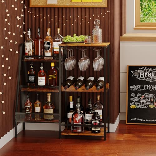 Large 3-Tier Liquor Stand and Mini Bar Table for Home Wine & Whiskey Storage