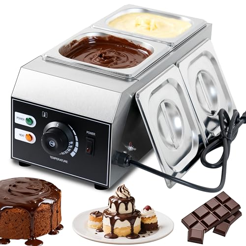 Commercial 2-Tank Chocolate Cheese Melter 1000W for Bakery & Dessert Use