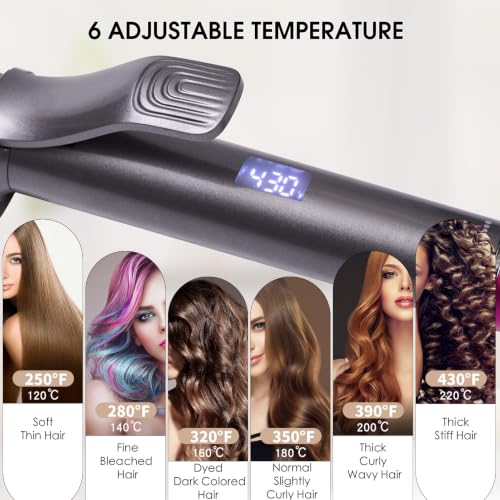 Nycoba Pink 1.25 Inch Curling Iron with 6 Heat Settings & LED Display