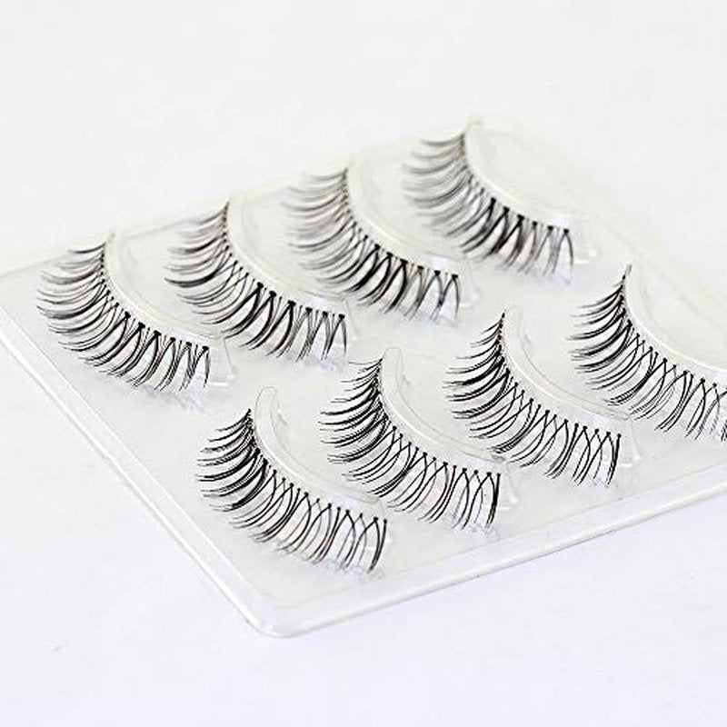 Black & Brown Mixed Strip Lashes?Reusable 15 Times, Ultra-Thin Band for Small/Monolid Eyes, Realistic 2-Tone Blend for Daily Natural Look 4-Pair