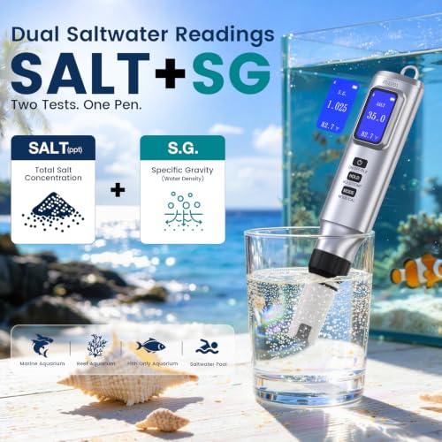 LKBird Silver 7-in-1 Smart Pool Salt & pH Tester with App, Digital Water Meter