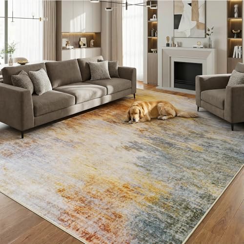 8x10 Rosy Cloud Abstract Washable Area Rug - Non-Slip Stain Resistant