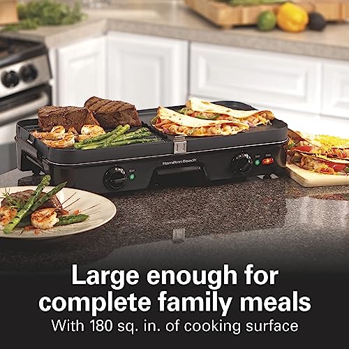 Hamilton Beach 3-in-1 Electric Indoor Grill and Griddle with Adjustable Temperature