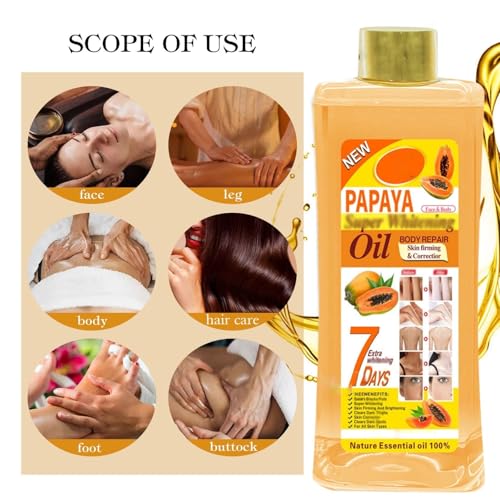 1000ml Papaya Oil for Skin Brightening - Organic Papaya Oil for Face - Soft 7 Body Oil, Moisturizing