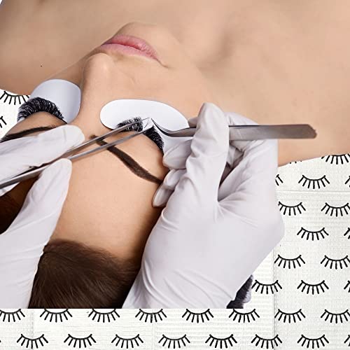 Disposable Lash Extension Bibs 125 Pack - White with Lash Print for Eyelash Artists