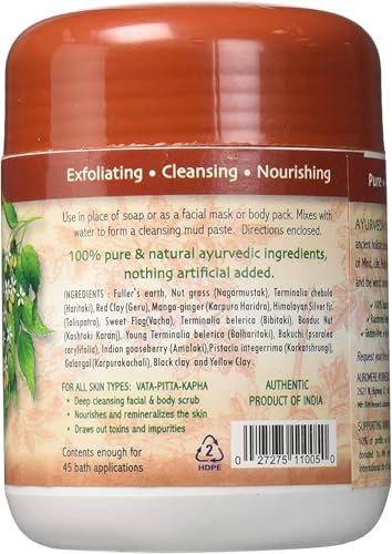 Deep Pore Cleansing Clay Mask for Face & Body - 16oz with Ayurvedic Herbs