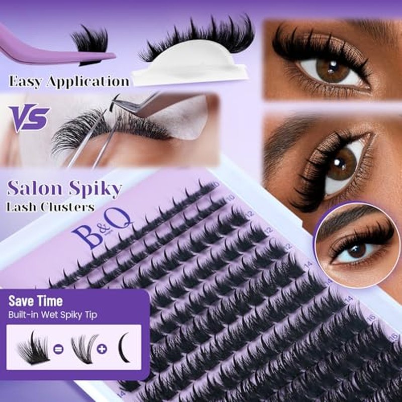 B&Q Manga Lash Clusters Kit SalonSpike 01 10-18mm Mixed Fluffy Eyelash Clusters 156pcs Easily Achieve Salon-quality Lash Extension Results Perfect for Beginners to DIY at Home(KIT-SalonSpike 01)