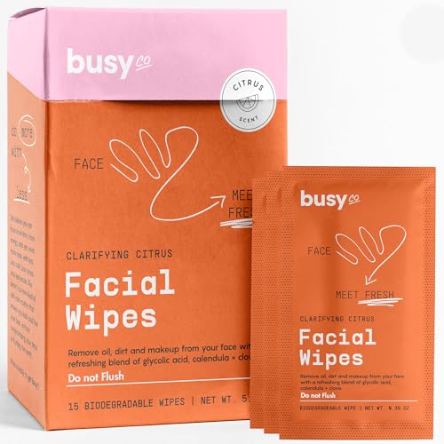 Refresh Face Wipes ? Individual Cleaning Facial Wipe Singles- Moist Towelettes Individually Wrapped ? After Workout & Travel ? Fresh Citrus - AHA/BHA, Clover & Calendula