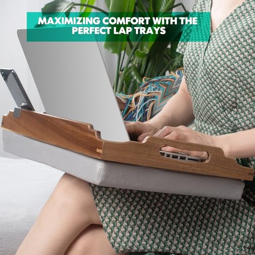 Acacia Wood Lap Desk with Cushion & Accessories - 17" x 13.2"