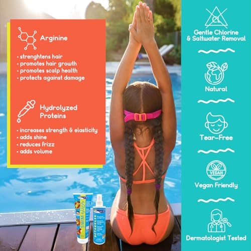 TRISWIM Kids Swim Care Bundle with Sweet Persimmon Scent - 8.5 oz Shampoo & 8 oz Detangler Spray
