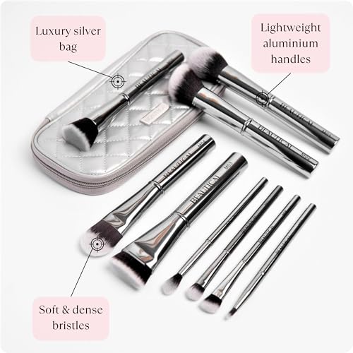 BEAUTICAL 9-Piece Vegan Makeup Brush Set with Travel Pouch - Soft Synthetic Bristles for Liquid, Cream & Powder Application