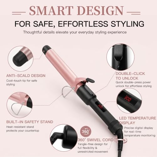 Ceramic Curling Iron with Adjustable Temperature Dual Voltage Hair Curler