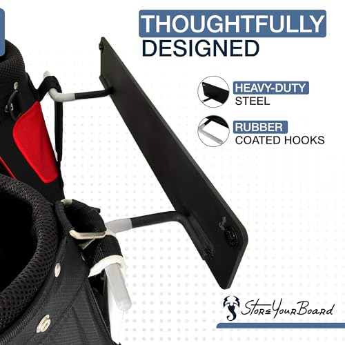 Wall Mount Golf Bag Storage Rack for 2 Golf Bags - Heavy Duty Steel, Rubber-Coated Hooks