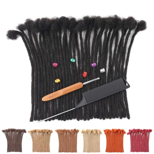 6 Inch Human Hair Loc Extensions - Short Dreadlock Extensions 0.4cm Thickness 30 Strands - Variation: 6 Inch/30 Locs / 1B/0.4cm