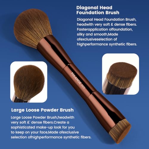 Brown 20-Piece Makeup Brush Set with Bag - Face, Eye, Foundation, Blending