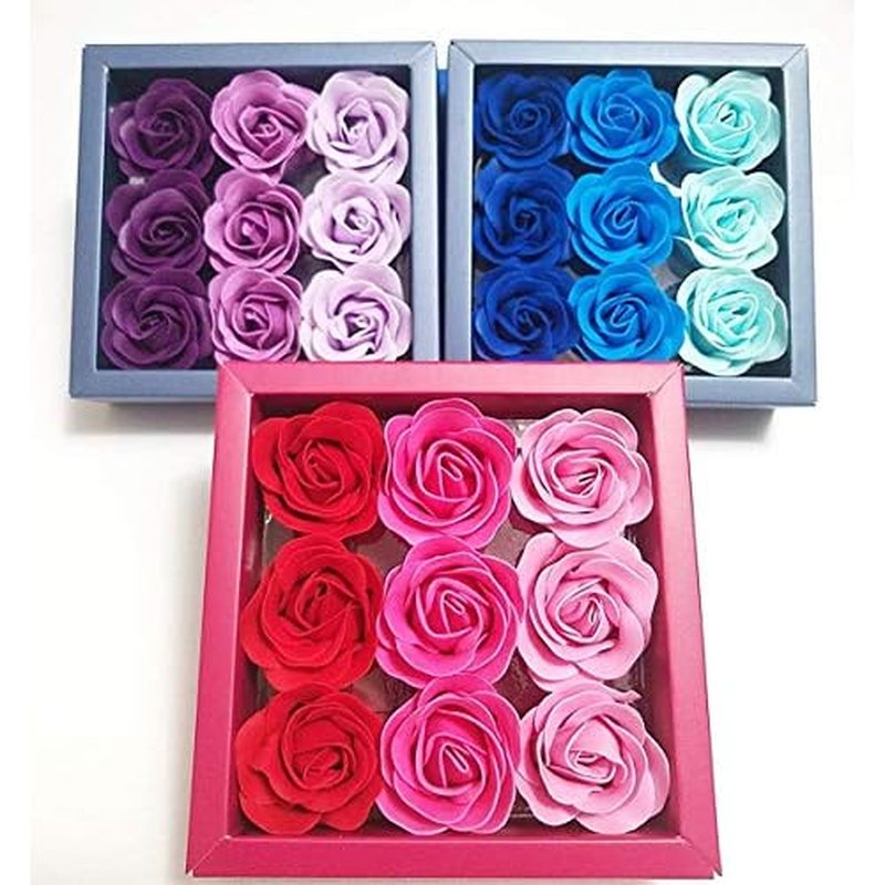 3 Boxes (27 Pcs Total) of Flora Scented Rose Flower Bath Soap, Plant Essential Oil Rose Soap in Gift Box, Gift for Anniversary/Birthday/Wedding/Valentine¡¯s Day/Mother¡¯s Day
