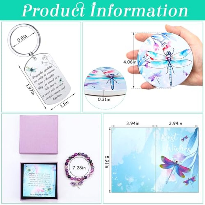 12 Pcs Dragonfly Gifts for Women Dragonfly Blanket Socks Bracelet Tote Bag Mug Cup Coasters Keychain Notebook Greeting Card Dragonflies Gift Set for Women Birthday Christmas