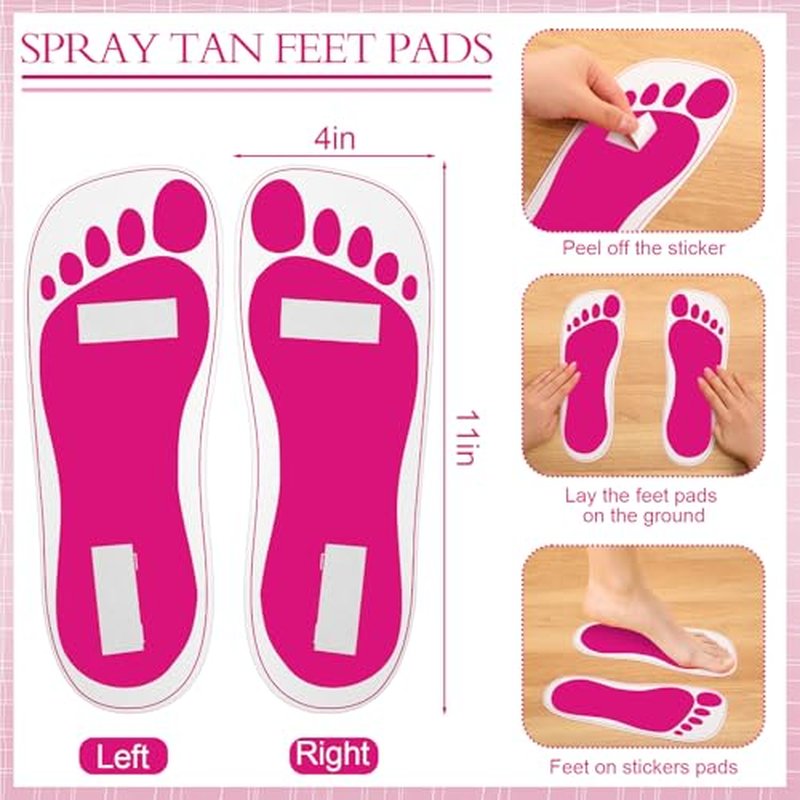 125 Pcs Spray Tan Tanning Essentials Accessories Kit 25 Set Disposable Caps Underwear Feet Pads Nipple Cover Nose Filter Plugs for Beauty Salons Home Sunless Tanning (Pink)