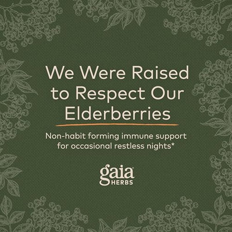 Gaia Herbs Black Elderberry, Nighttime Syrup - Immune Support Supplement - with Organic Black Elderberries, California Poppy & Lemon Balm for Restful Sleep & Immune Defense - 3 Fl Oz (18-Day Supply)