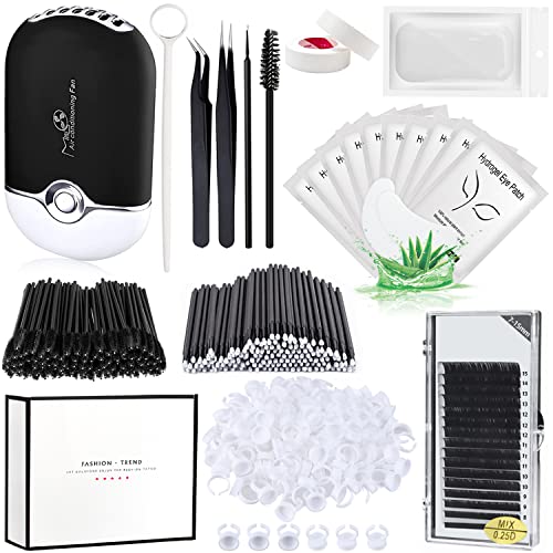 Black B Eyelash Extension Supplies Kit - Professional Lash Set with Tweezers & Dryer