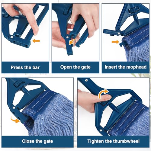 Blue 6-Pack Commercial Wet Mop Handles Heavy Duty 57-Inch Industrial Mop Sticks