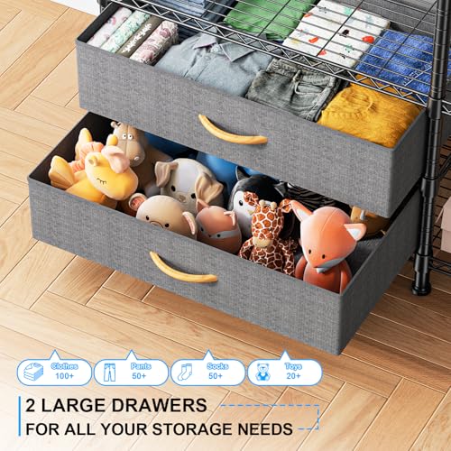 Black Heavy Duty Freestanding Clothes Rack with Fabric Drawers - Adjustable & Portable, 72 Inch Height