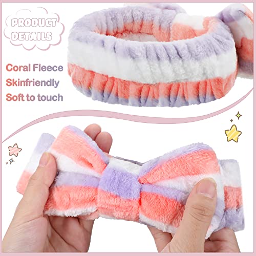 24 Pieces Face Wash Headband Set for Women - Stylish & Elastic Spa Hairbands - Black+Pink