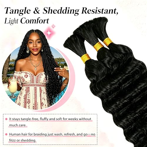 Natural Black 22 Inch Boho Braiding Hair - 40G Unprocessed Virgin Human Hair for Knotless & Crochet Styles