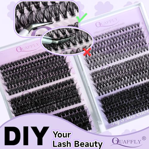 Lash Extension Kit 8-16mm D Curl 6 styles Individual Lashes Wispy False Eyelashes with Lash Bond&Seal Tweezer and Brush for Self Application at Home (6 styles lashes kit)