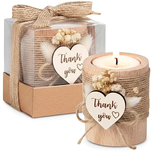 40 Pack Rustic Tealight Candle Holders Wedding Favors Bulk Set - Gift Box Included