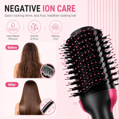 CHERRYSUN Kd313 4-in-1 Ionic Hot Air Brush for Smooth Blowouts - Oval Barrel