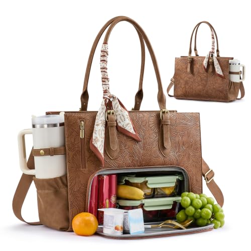Women's Work Tote Bag with Insulated Lunch Compartment - Fits 15.6 Inch Laptop