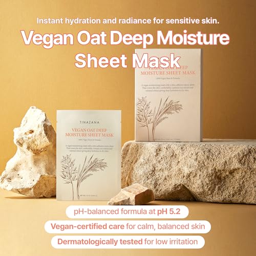 Vegan Deep Moisture Sheet Mask with Rice & Oat Extracts - Hydrating Skin Care