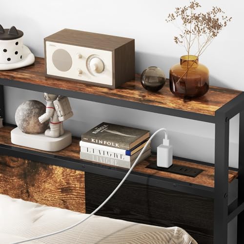 Queen Size Headboard with Charging Station & LED Light - Easy Assembly