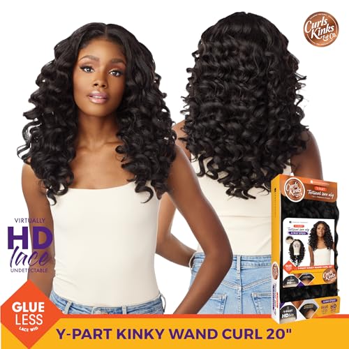 Kinky Wand Curl Synthetic Wig - 20 Inch, Jet Black, HD Lace, Glueless