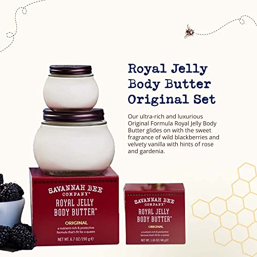 Savannah Bee Royal Jelly Body Butter – Organic Honey, Nourishing Moisturizer, 6.7oz & 1.65oz
