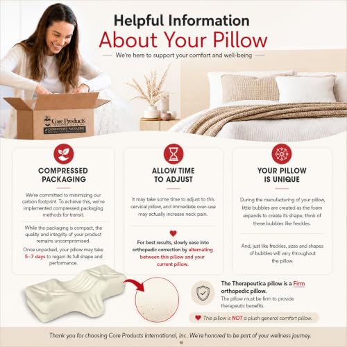 Ergonomic Cervical Pillow for Neck Pain Relief - White, Average, Firm Support