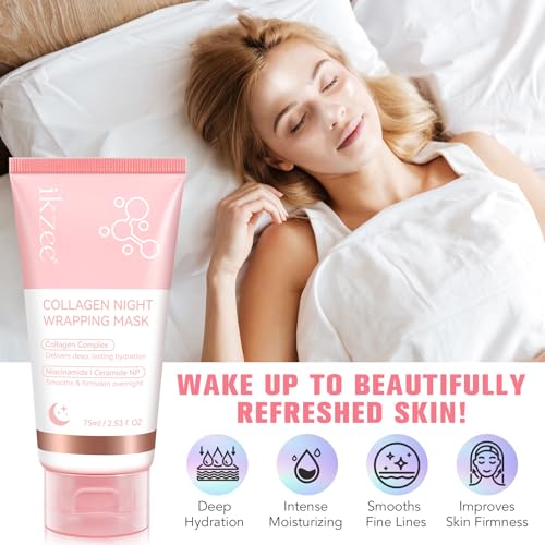 Collagen Night Wrapping Mask, Collagen Overnight Peel Off Facial Mask, Hydrolyzed Collagen Face Mask