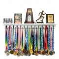 White 3ft Medal Display Rack Wall Mount for Medals & Trophies - Holds 80+ Medals