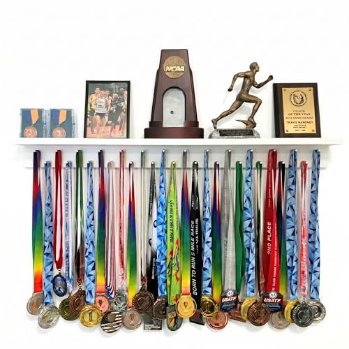 White 3ft Medal Display Rack Wall Mount for Medals & Trophies - Holds 80+ Medals