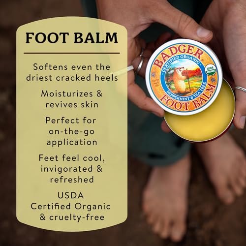 Organic Foot Balm for Cracked Heels - Peppermint & Tea Tree, 2 oz Tin, 2-Pack