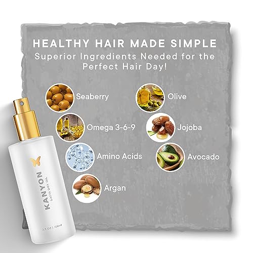 Satin Dry Hair Oil with UV Protection & Nourishing Oils - Non-Greasy, Damage Repair, All Hair Types - 3.3 Oz