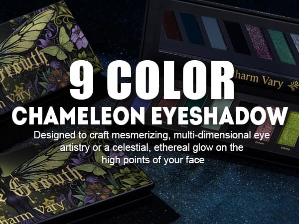 Multichrome Eyeshadow Palette with 9 Shimmer Matte Glitter Colors - Versatile Neutral Nude Makeup
